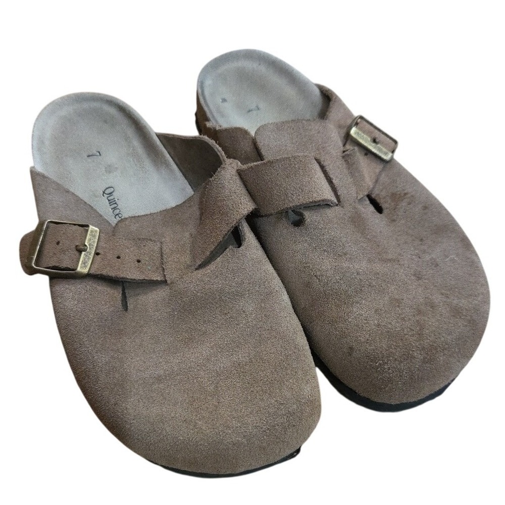 Quince Water Repellent Suede Clog Mule 7 Comfort Earthy Ecocore Cafe Boston Slip